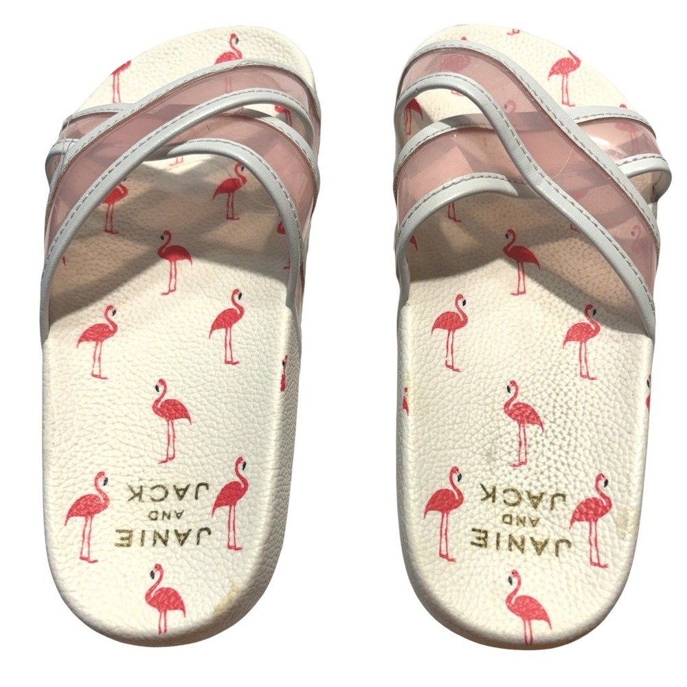 Janie and Jack Slide Sandals Girls Size 11 Pink Flamingo Crisscross Strap Water